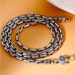 Stainless Steel Chain Link Necklace , Mantra, Curb Hand Woven Engraved